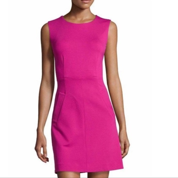 DVF Diane von Furstenberg Pink Carpreena Crew Neck A-Line Mini Sheath Dress sz 8 - Picture 3 of 16
